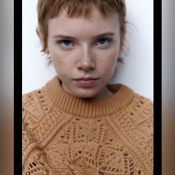 Zara open knit chunky textured knit sweater - Picture 10 of 13